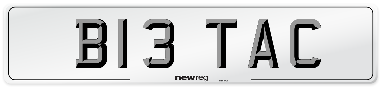B13 TAC Number Plate from New Reg